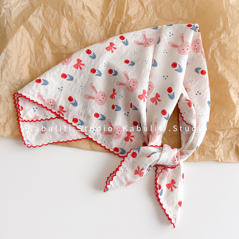 Ascot Neck Scarf - Écharpe carrée en coton et lin,