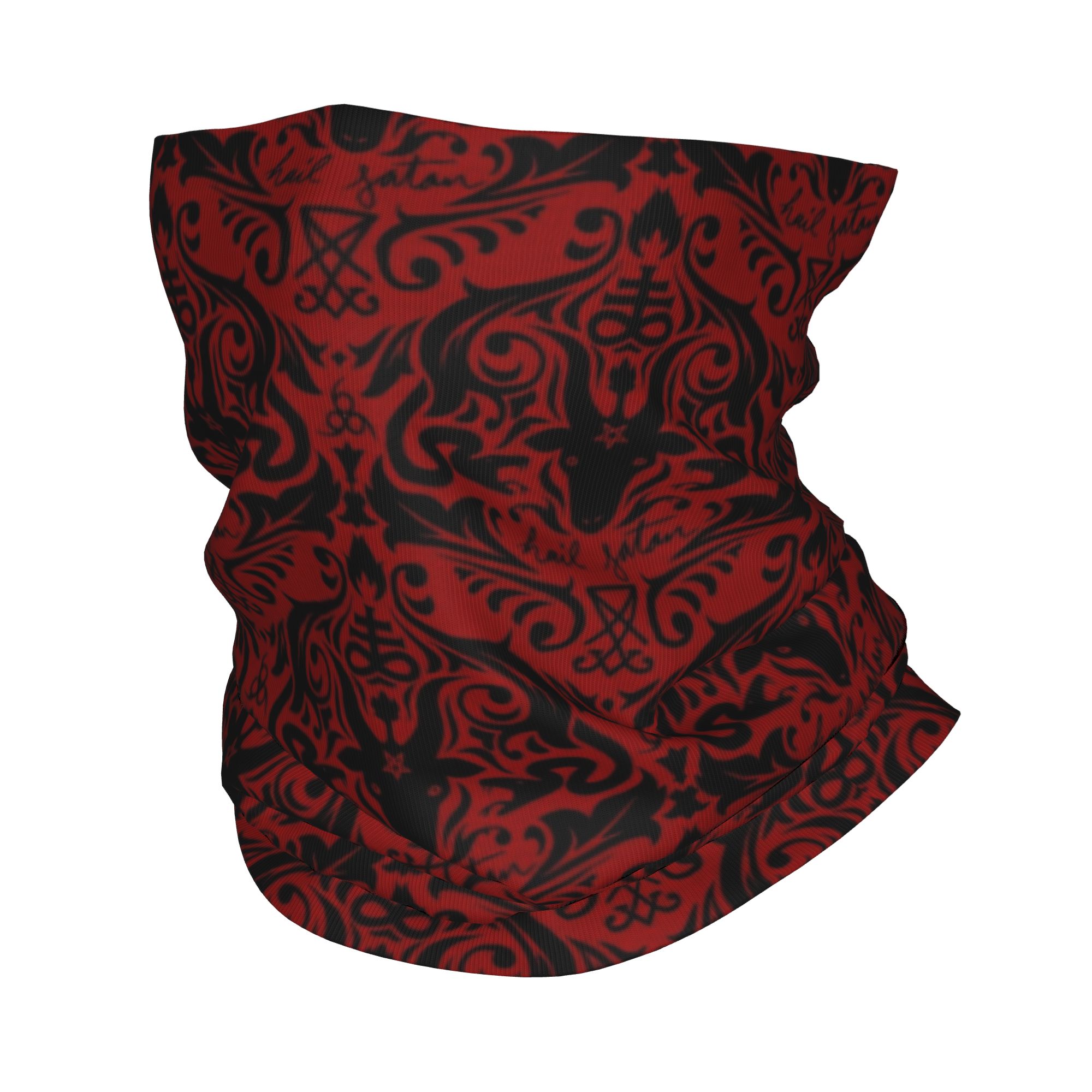 Neck Warmer Tube - Baphomet damassé grêle Satan noir rouge