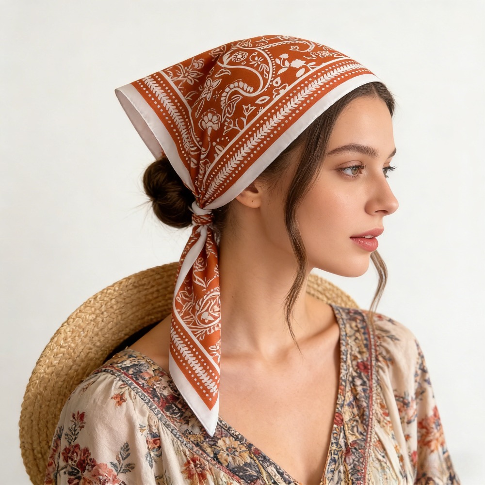 1 pièce, foulard en soie à imp - Silk Neck Scarf avis et prix