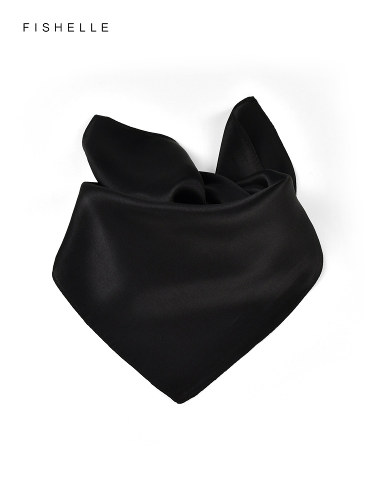 Couleur unie noir pure soie éc - Silk Neck Scarf avis et prix
