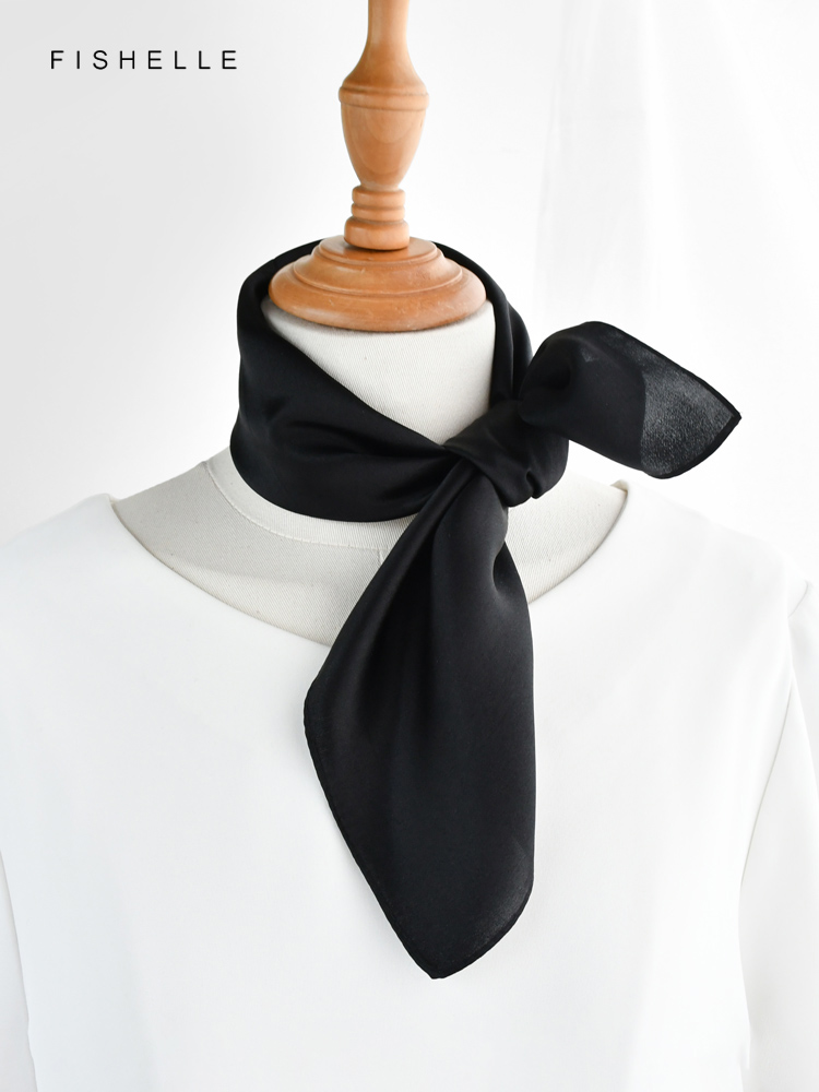 Couleur unie noir pure soie éc - Silk Neck Scarf avis et prix